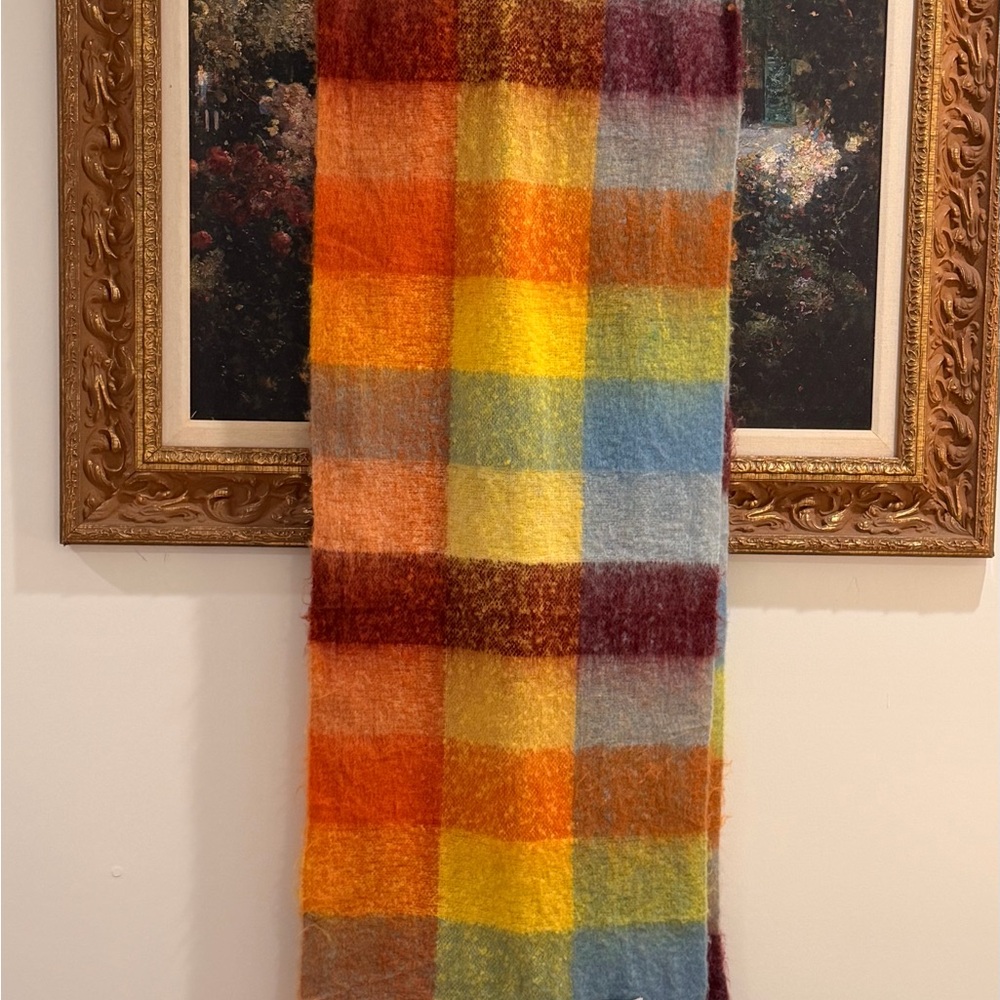 Yellow The Label Colorful Blanket Scarf